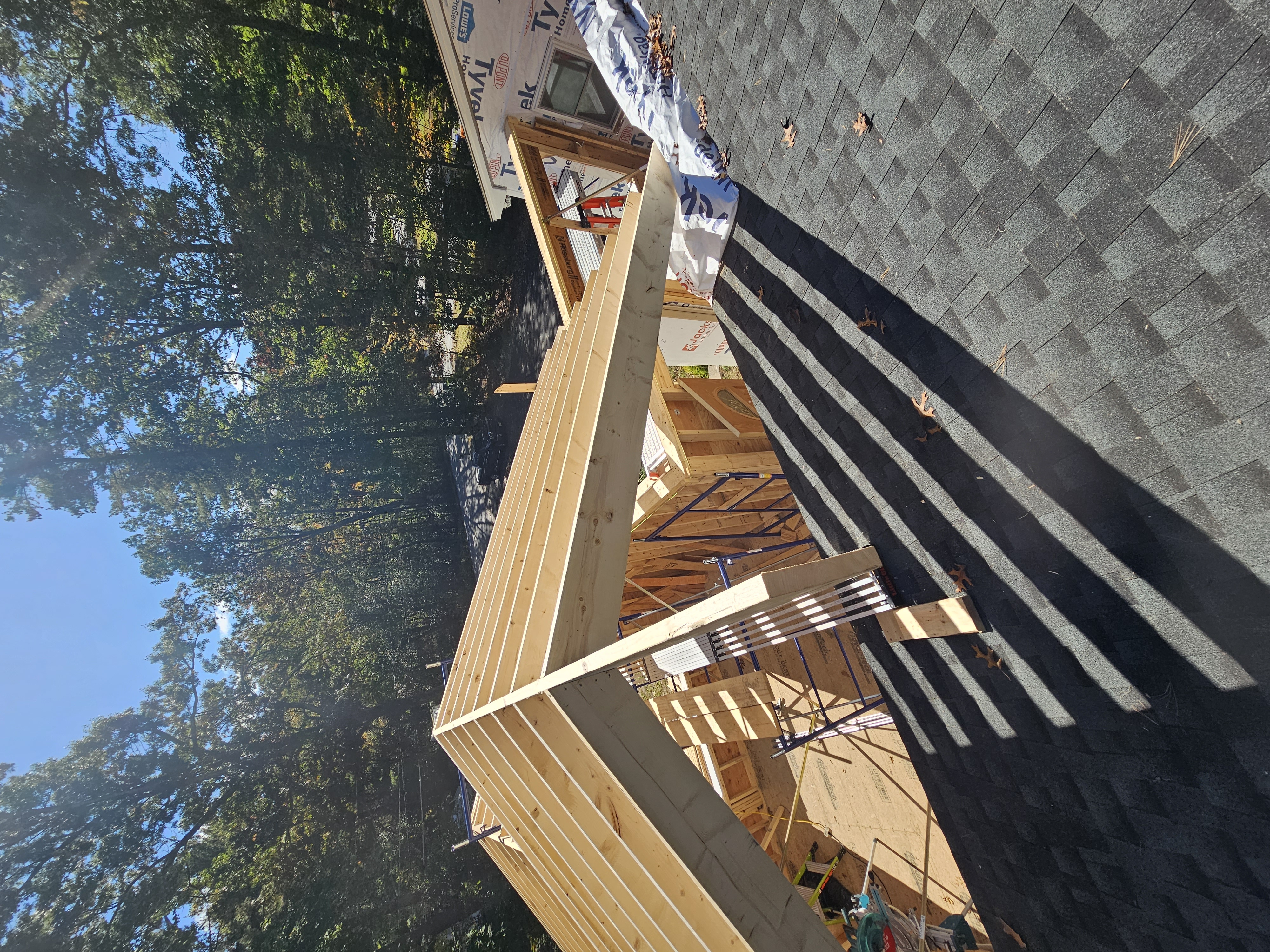 Bump out addition roof framing prior to demo of exisitng roofing in hudson nh