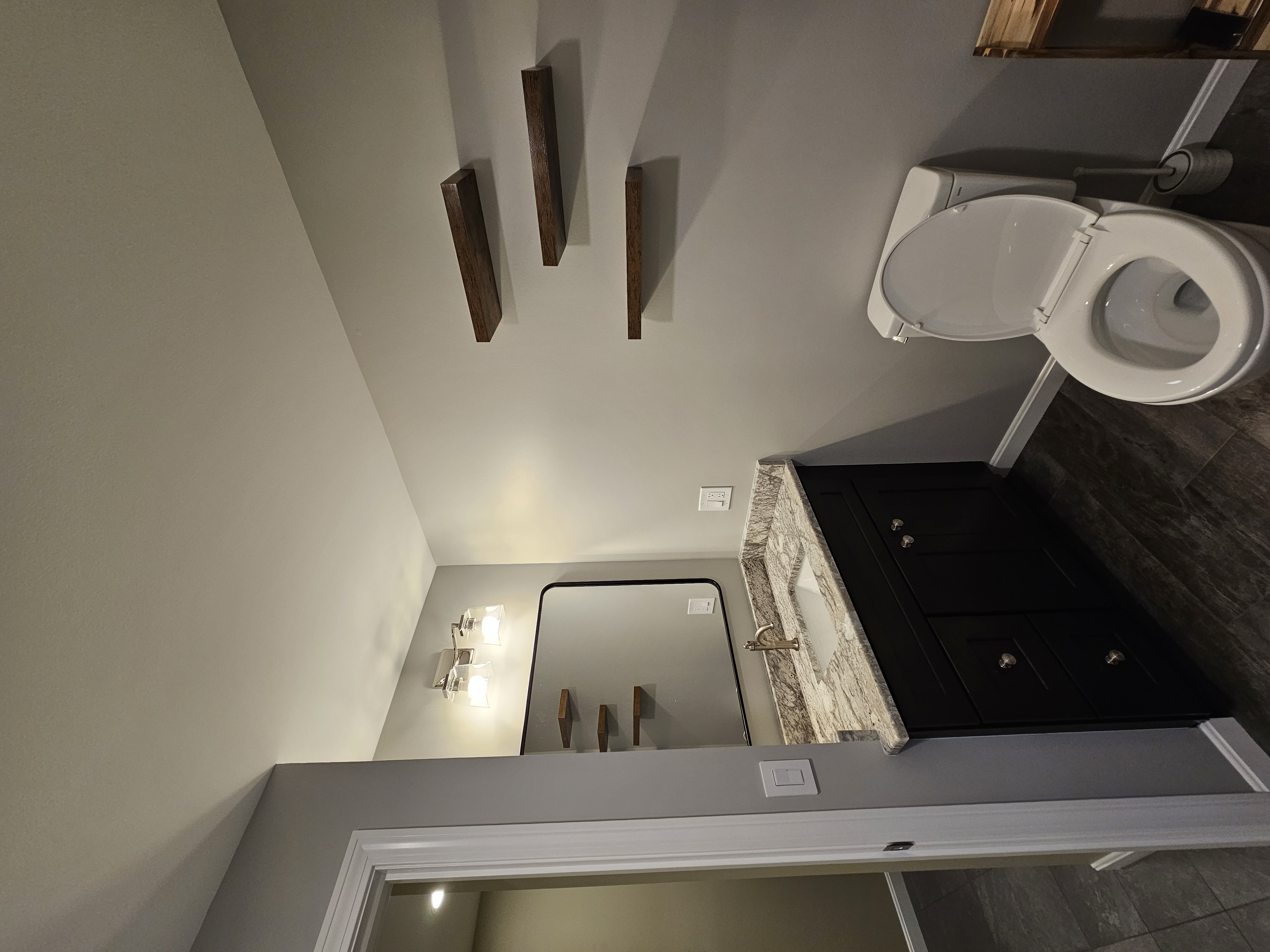 Updated bathroom with new fixtures and stylish finishes